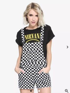 Hot Topic Blackheart Checkerboard Shortalls